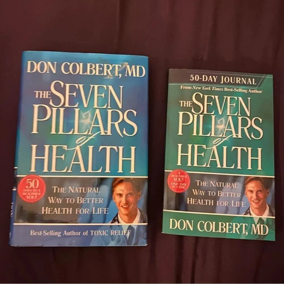 𝅺BUNDLED hardcover book & journal: The Seven Pillars of Health, Don Colbert, MD - Picture 1 of 9